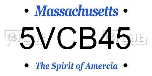 5VCB45 Massachusetts License Plate