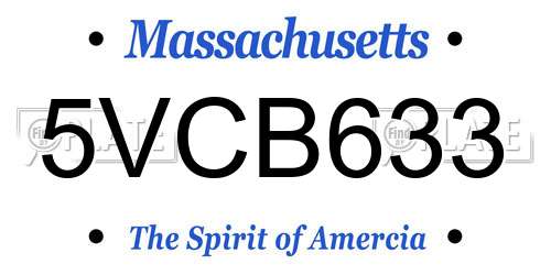 5VCB633 Massachusetts License Plate