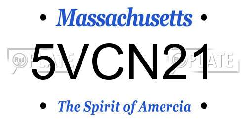 5VCN21 Massachusetts License Plate