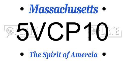 5VCP10 Massachusetts License Plate