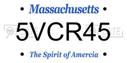 5VCR45 Massachusetts License Plate
