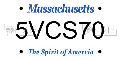 5VCS70 Massachusetts License Plate