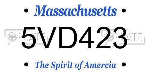 5VD423 Massachusetts License Plate