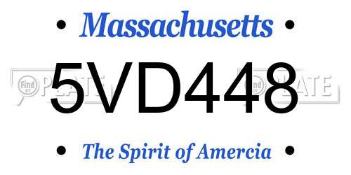 5VD448 Massachusetts License Plate