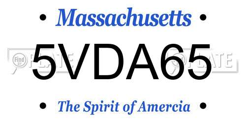 5VDA65 Massachusetts License Plate