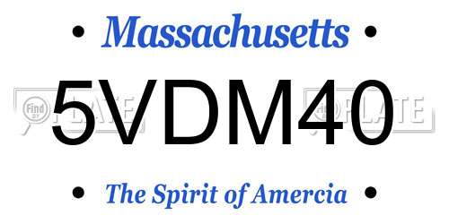 5VDM40 Massachusetts License Plate