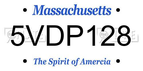 5VDP128 Massachusetts License Plate