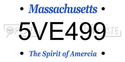 5VE499 Massachusetts License Plate