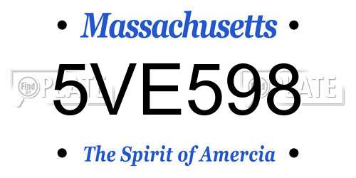 5VE598 Massachusetts License Plate