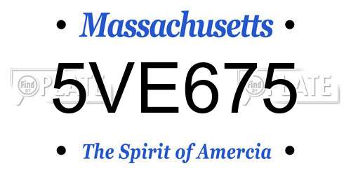 5VE675 Massachusetts License Plate