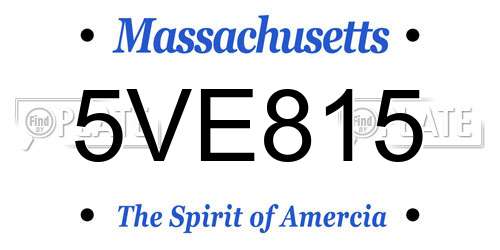 5VE815 Massachusetts License Plate