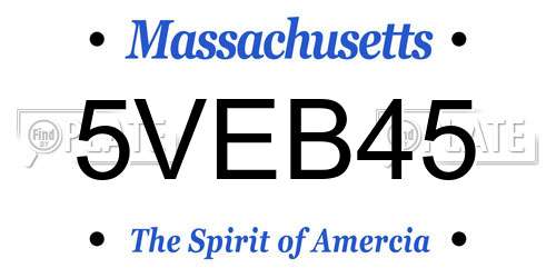 5VEB45 Massachusetts License Plate
