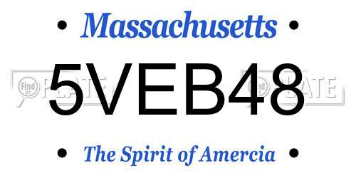 5VEB48 Massachusetts License Plate