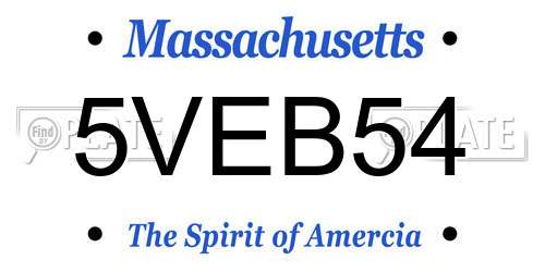 5VEB54 Massachusetts License Plate