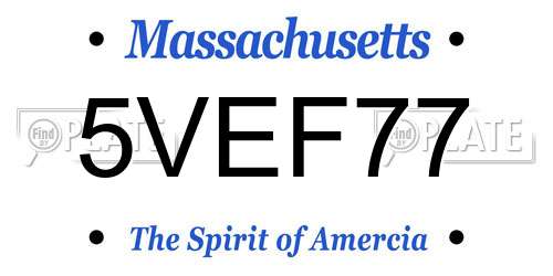 5VEF77 Massachusetts License Plate