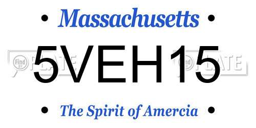 5VEH15 Massachusetts License Plate