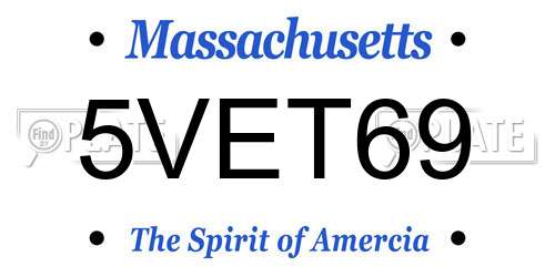 5VET69 Massachusetts License Plate