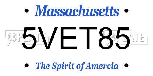 5VET85 Massachusetts License Plate