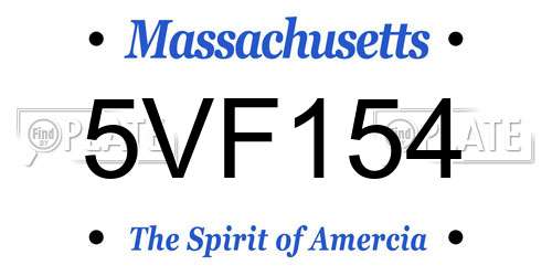 5VF154 Massachusetts License Plate