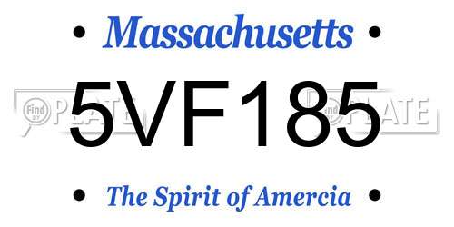 5VF185 Massachusetts License Plate