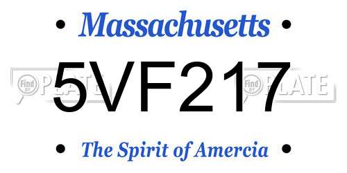 5VF217 Massachusetts License Plate