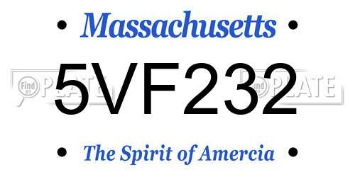 5VF232 Massachusetts License Plate