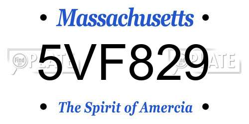 5VF829 Massachusetts License Plate