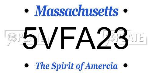 5VFA23 Massachusetts License Plate