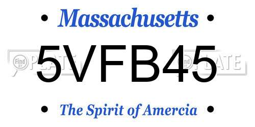 5VFB45 Massachusetts License Plate