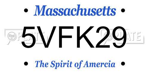5VFK29 Massachusetts License Plate