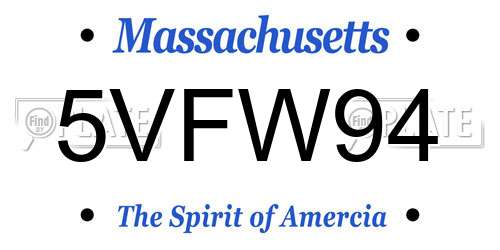 5VFW94 Massachusetts License Plate