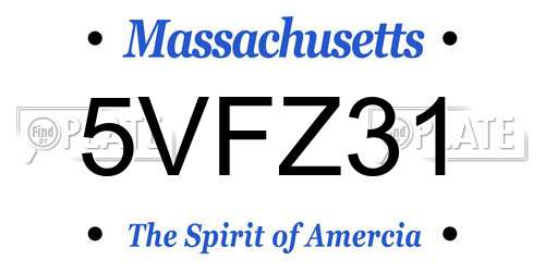 5VFZ31 Massachusetts License Plate
