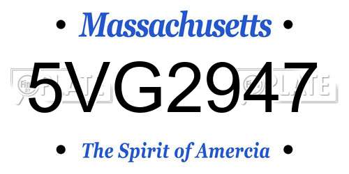 5VG2947 Massachusetts License Plate