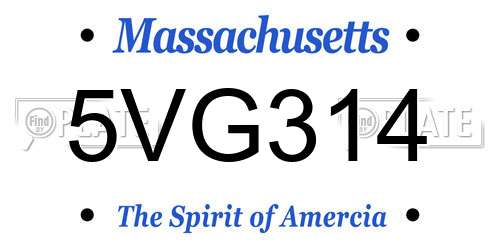 5VG314 Massachusetts License Plate