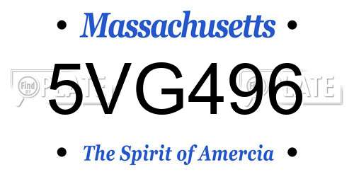 5VG496 Massachusetts License Plate