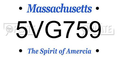 5VG759 Massachusetts License Plate