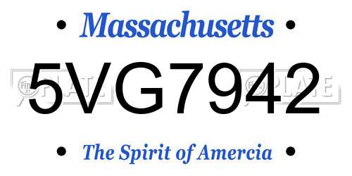 5VG7942 Massachusetts License Plate