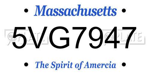 5VG7947 Massachusetts License Plate