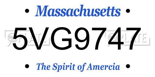 5VG9747 Massachusetts License Plate