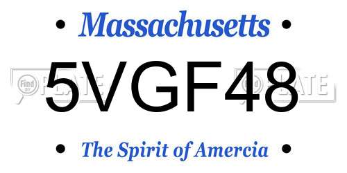 5VGF48 Massachusetts License Plate