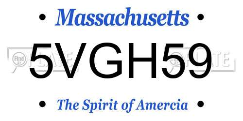 5VGH59 Massachusetts License Plate