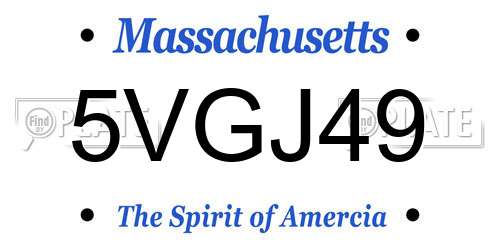 5VGJ49 Massachusetts License Plate