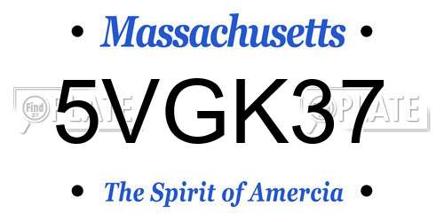 5VGK37 Massachusetts License Plate
