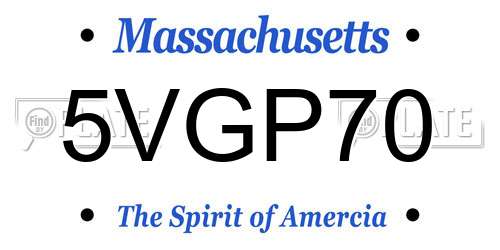 5VGP70 Massachusetts License Plate