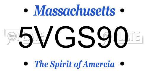 5VGS90 Massachusetts License Plate