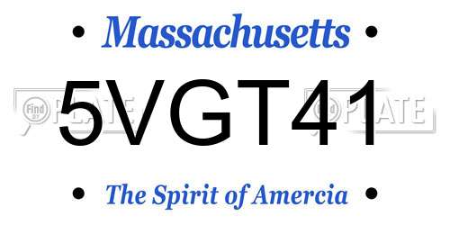 5VGT41 Massachusetts License Plate