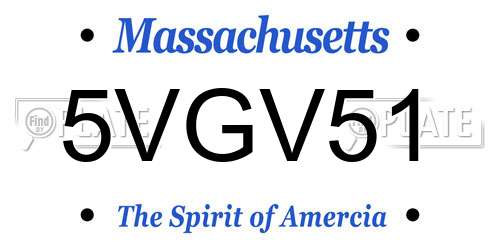 5VGV51 Massachusetts License Plate
