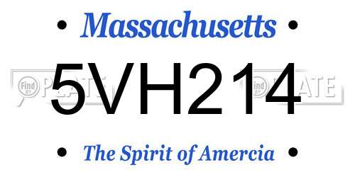 5VH214 Massachusetts License Plate