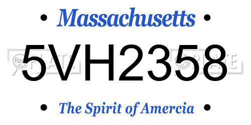 5VH2358 Massachusetts License Plate