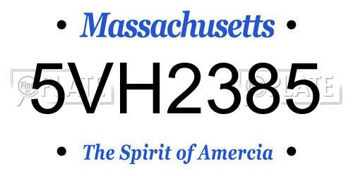 5VH2385 Massachusetts License Plate
